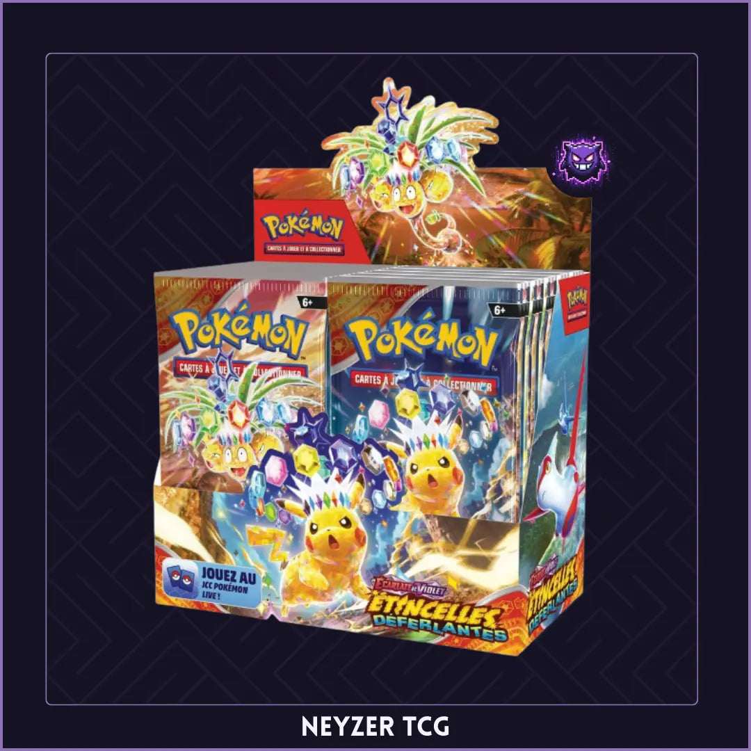 Display Etincelles Deferlantes avec le pokémon Pikachu terracristal mise en avant